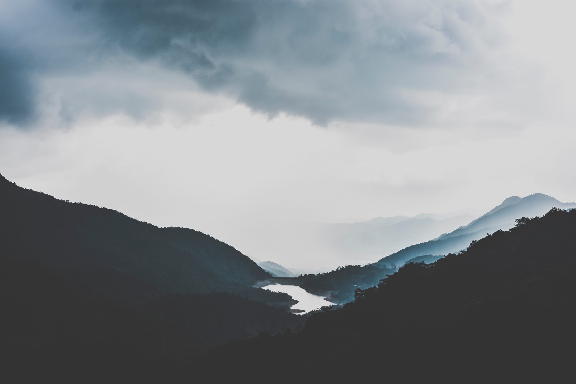 Blue tones mountain landscape